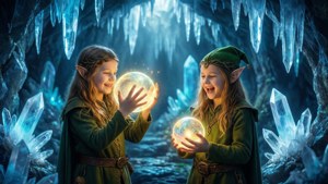 Elves Playing in Crystal Cave