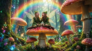 Elves Riding Mushrooms
