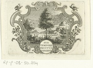 Emblematisch vignet met landschap