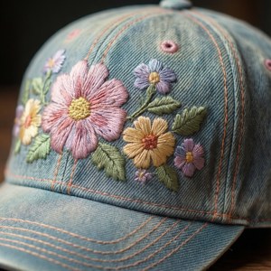 Embroidered Floral Cap