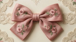 Embroidered Rose Bow