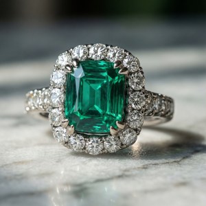 Emerald Halo Ring