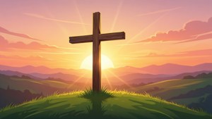 Empty Cross at Sunrise