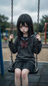 Empty Playground Swing