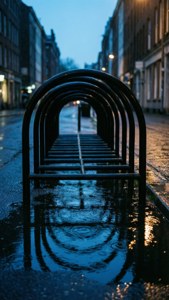 Empty Rainy Street Rack