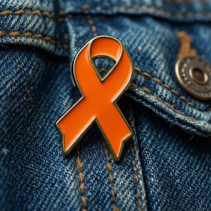 Enamel Pin Ribbon Denim