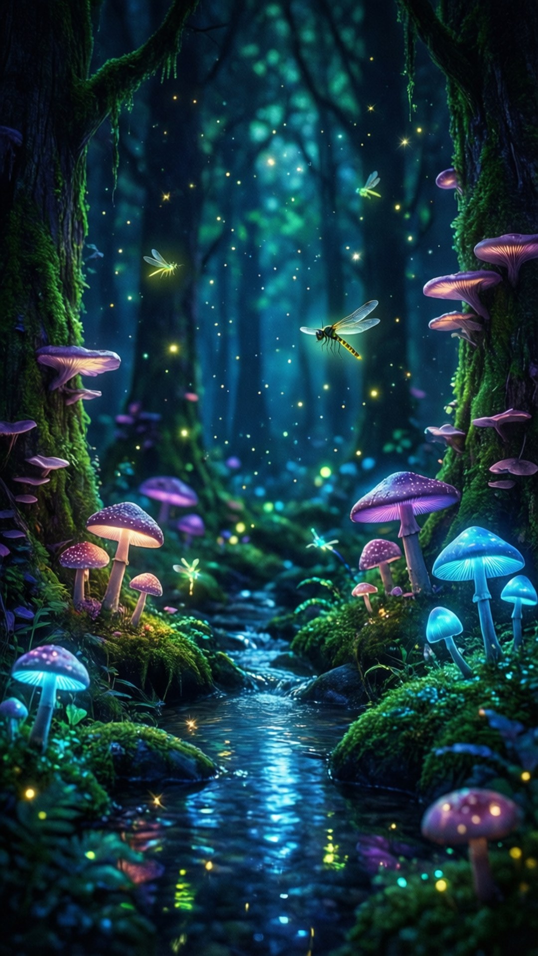 Enchanted Bioluminescent Forest by Wallpapers.art Studio