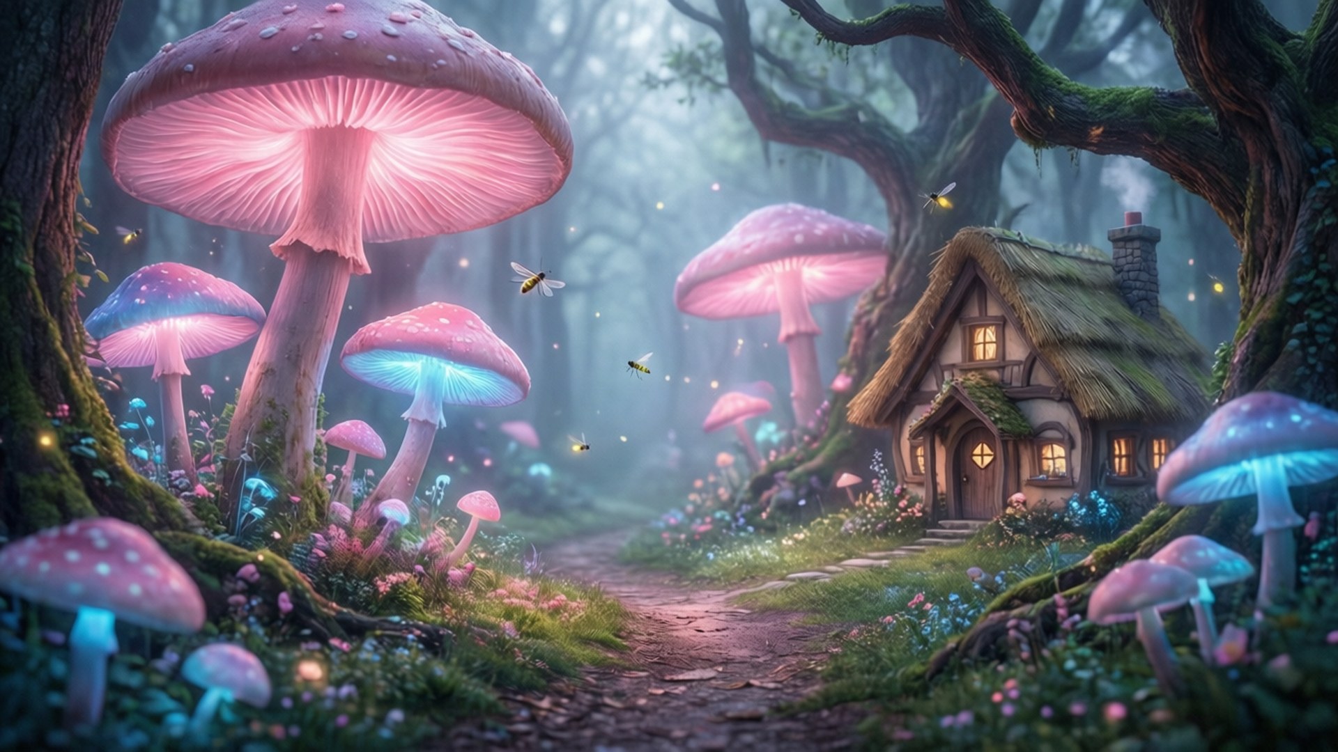 Enchanted Glowing Forest Path by Wallpapers.art Studio