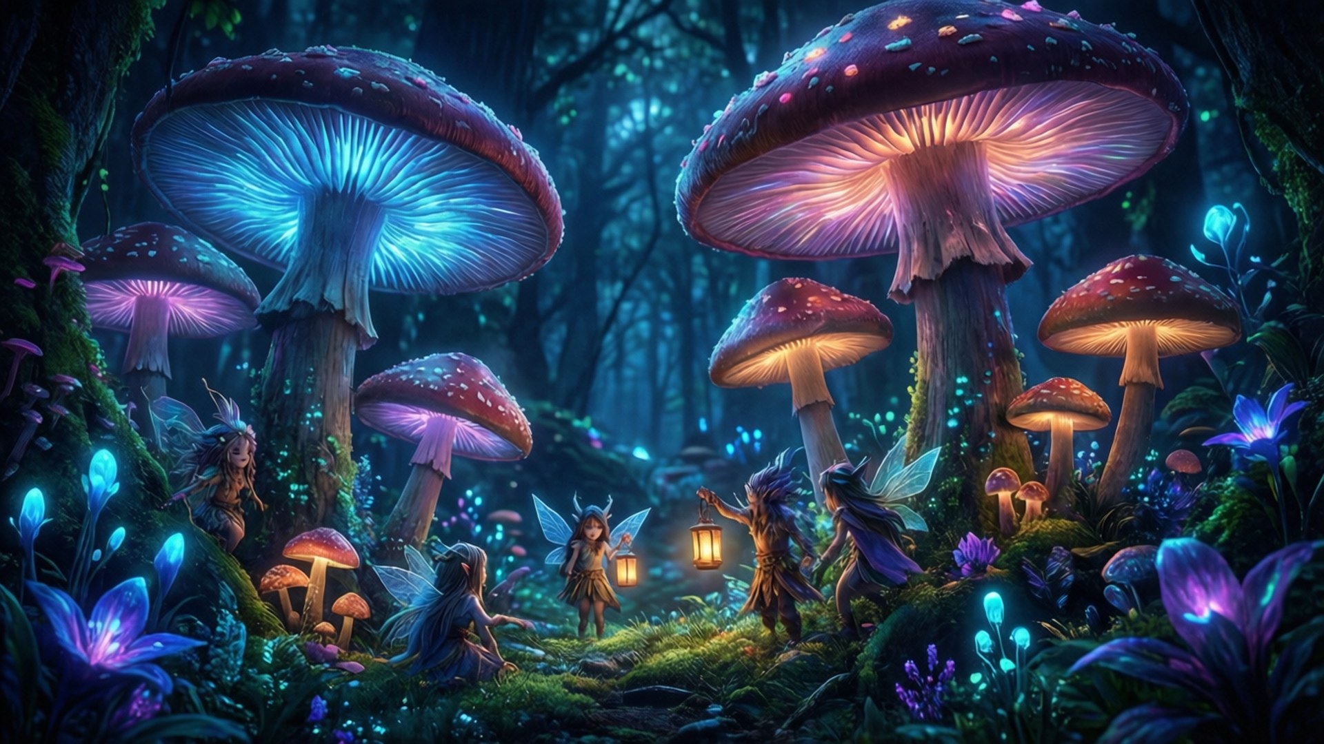 Enchanted Mushroom Glade by Wallpapers.art Studio