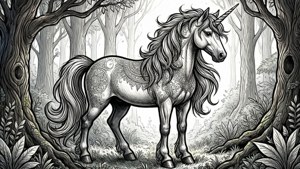 Enchanted Unicorn Coloring Page
