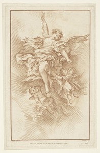 Engel met drie putti in wolken