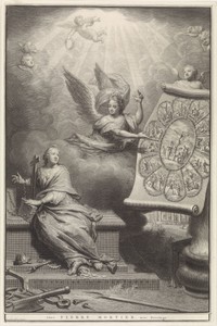Engel toont het geketende geloof het martelaarschap van Christus en de twaalf Apostelen