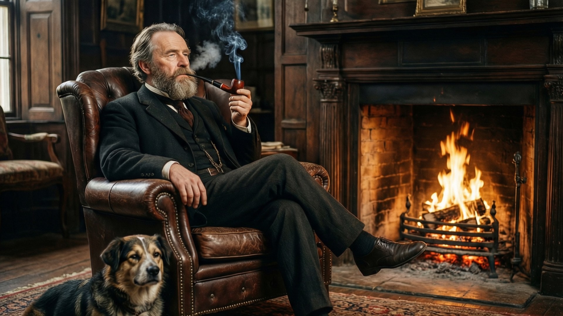 Engels by the Fireplace by Wallpapers.art Studio