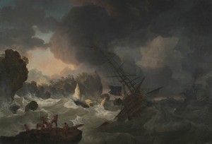 Engelse oorlogsschepen en een Marokkaanse chebeck in nood