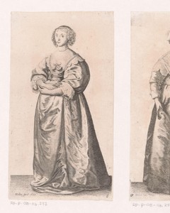 Engelse vrouw van stand met bloemen in de hand