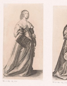 Engelse vrouw van stand met grote mof in de hand