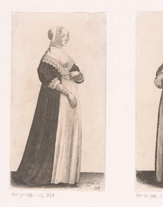 Engelse vrouw van stand met hoog gesloten omslagdoek