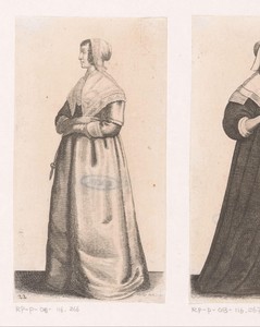 Engelse vrouw van stand met schaar aan een ceintuur