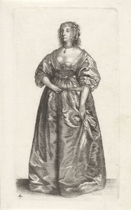 Engelse vrouw van stand, met vouwwaaier
