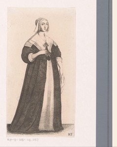 Engelse vrouw van stand met zakdoek in de hand