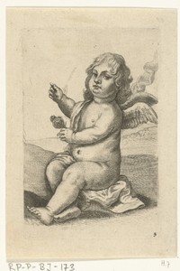 Engeltje met een roos in de hand