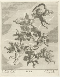 Engeltjes buitelen door de lucht