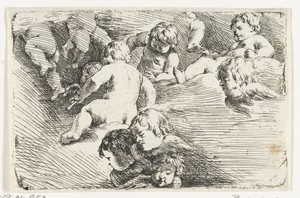 Engeltjes in wolken spelend