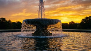 Engineering Fountain Sunset