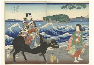 Enoshima gezien vanaf het strand