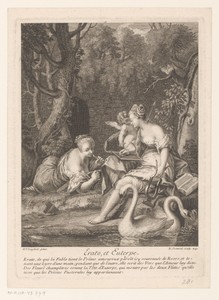Erato en Euterpe met Amor bij een koppel zwanen