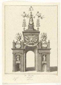 Erepoort aan de Grote Markt bij de intrede van Willem IV en zijn gemalin te Breda op 13 september 1737