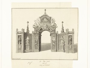 Erepoort op plein bij het kasteel bij de intrede van Willem IV en zijn gemalin te Breda op 13 september 1737