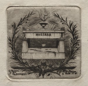 Etchings of Paris:  Molière's Tomb in Père Lachaise Cemetery