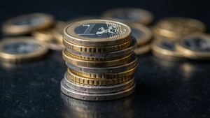 Euro Coin Stack Reflection