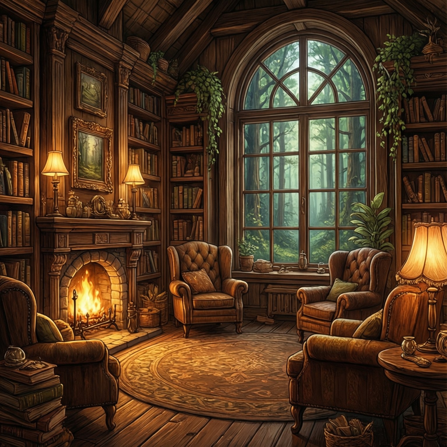 Everdell Library Cozy by Wallpapers.art Studio