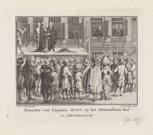 Executie van kapitein Bont op het Admiraliteits Hof te Amsterdam