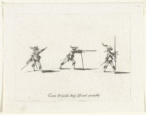 Exercities met een musket: voorbereidingen voor het afvuren van een musket
