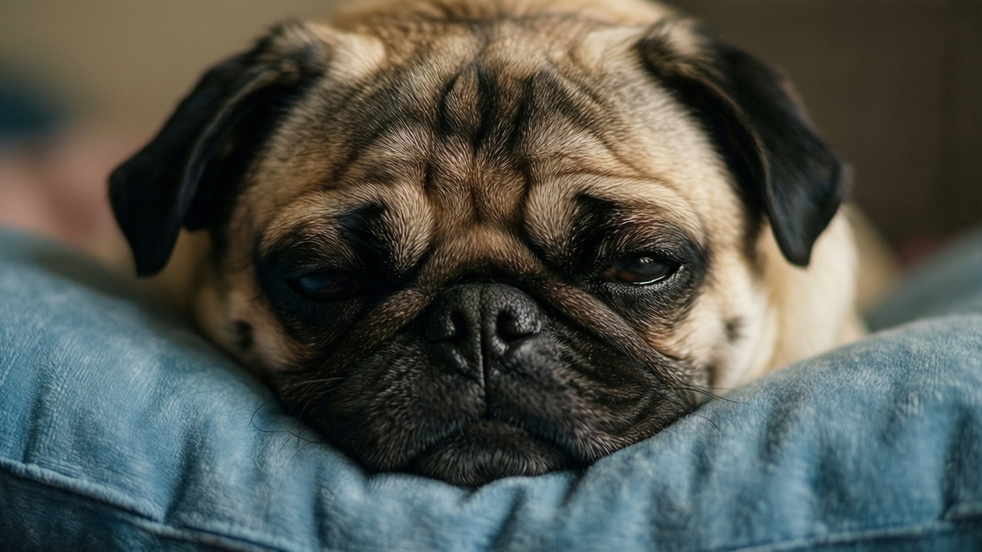 Exhausted Pug Napping by Wallpapers.art Studio
