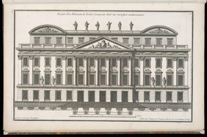 Façade d'un Bâtiment de l'ordonnance Composite élevé sur terrasse et soubassement