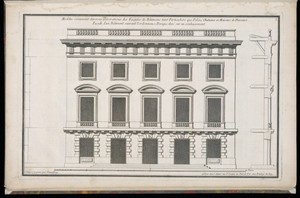 Façade d'un Bâtiment suivant l'ordonnance Dorique élevé sur un soubassement