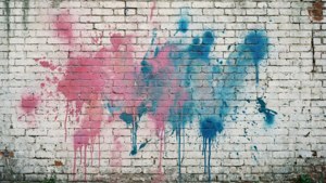 Faded Graffiti on White Brick