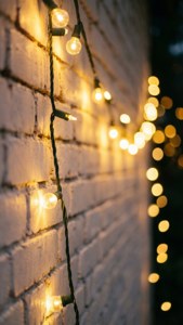 Fairy Lights on White Brick