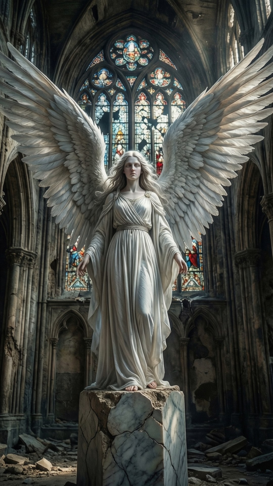 Fallen Angel in Ruins by Wallpapers.art Studio