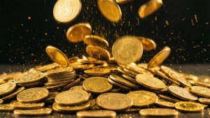 Falling Gold Coins Action