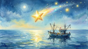 Falling Star Over Fishing Boat