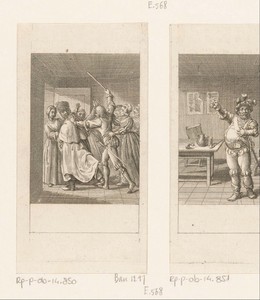 Falstaff, verkleed als mevrouw Brenton, wordt de deur gewezen