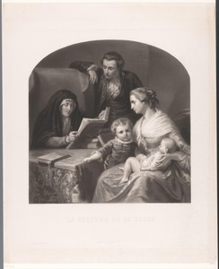 Familie aan de bijbelstudie