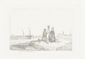 Familie aan strand