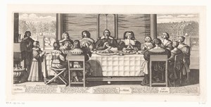 Familie aan tafel tijdens het tafelgebed