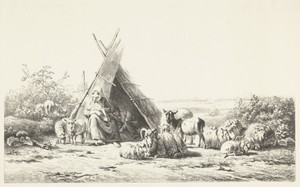 Familie bij een herdershut